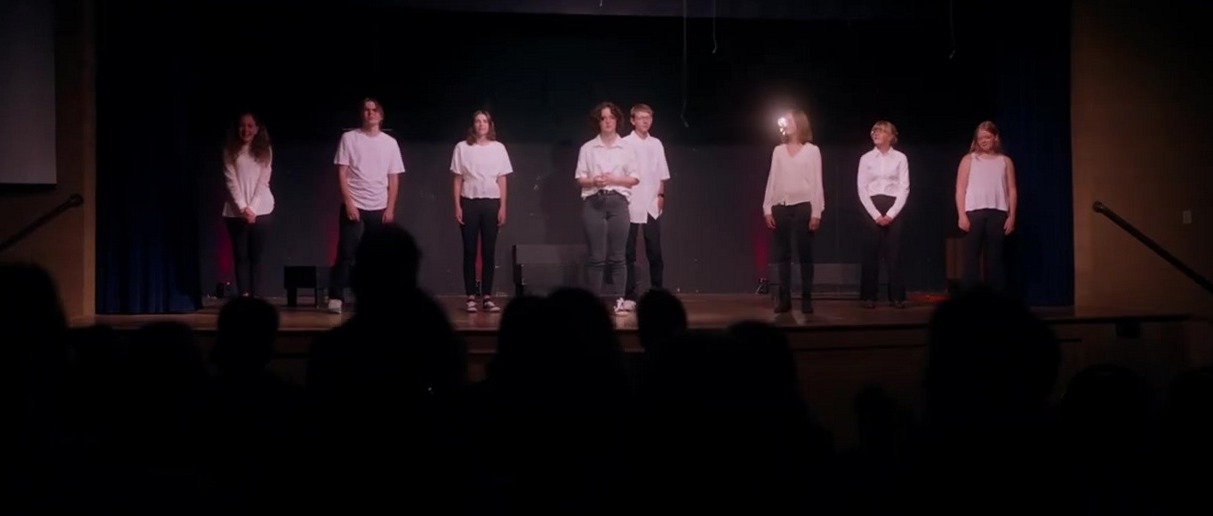 The full cast takes a bow on stage after a live performance of Sadie.
